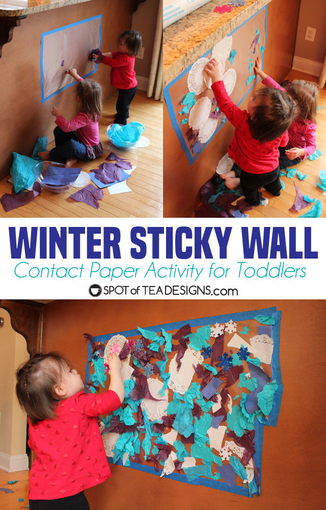 Winter Sticky Wall Contact Paper Activity for Toddlers | Spot of Tea ...