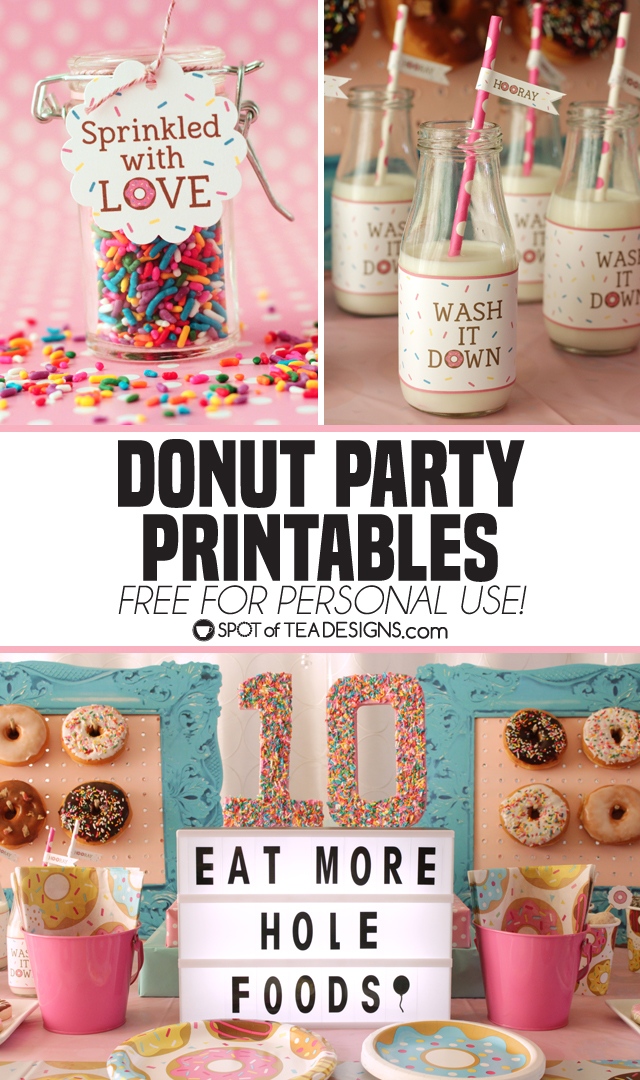 Download Donut Party Free Printables And Shaker Card Invitation Spot Of Tea Designs