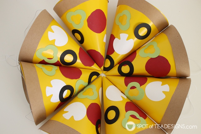 Pizza party hat with free printable templates | spotofteadesigns.com