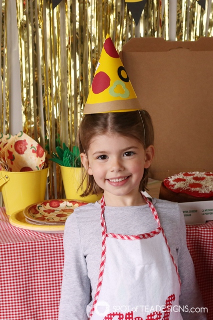 Pizza party hat with free printable templates | spotofteadesigns.com