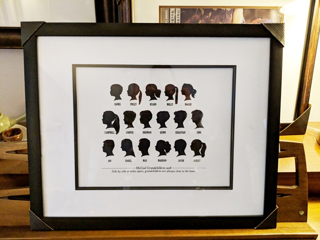 Spotofteadesigns.com reader's feature - custom digital silhouettes of 17 grandkids