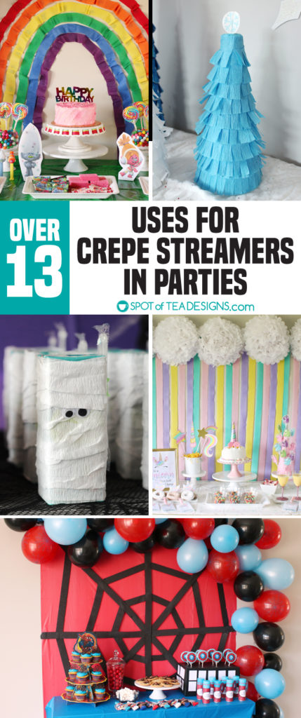 13+ uses of Crepe Streamers in Parties (that isn't all twisted backdrops!) | spotofteadesigns.com