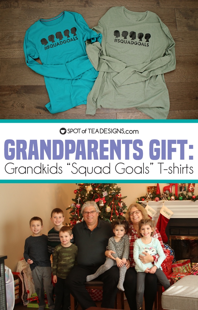 Grandparents gift: Grandkids squad goals tshirt using Cricut Vinyl | spotofteadesigns.com