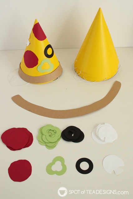 Pizza party hat with free printable templates | spotofteadesigns.com