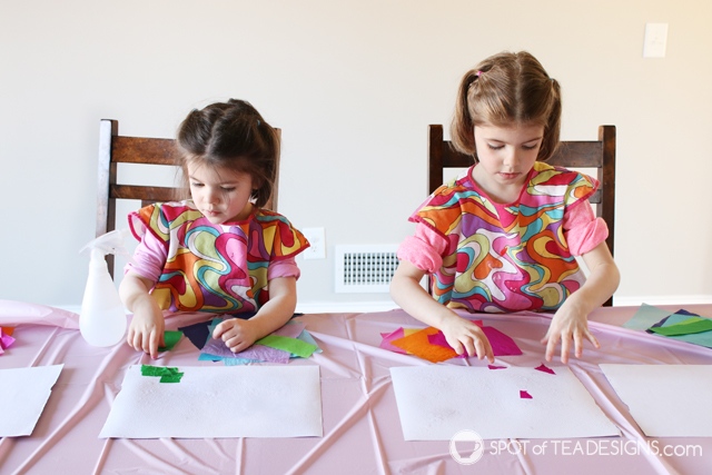 Bleeding tissue paper kids craft - Hip hop hooray easter garland | spotofteadesigns.com