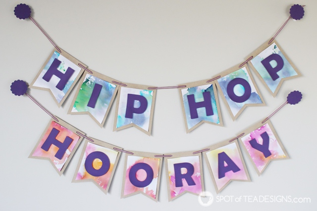 Bleeding tissue paper kids craft - Hip hop hooray easter garland | spotofteadesigns.com