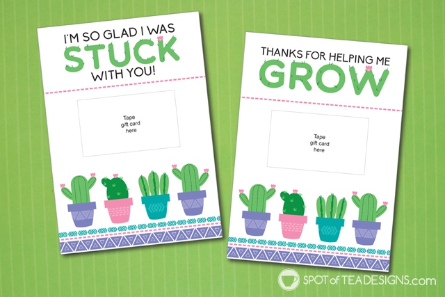 Teacher appreciation printables - succulents cactus themed | spotofteadesigns.com