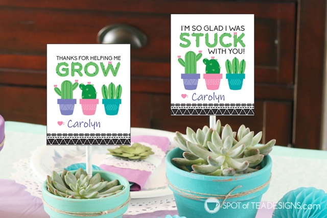 Teacher appreciation printables - succulents cactus themed | spotofteadesigns.com