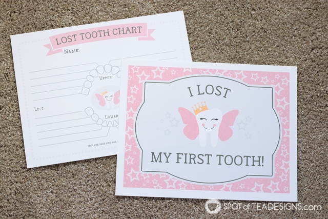 Tooth Fairy Kit - both boy and girl versions are available for instant download. Includes items for first lost tooth and any one after! | spotofteadesigns.com