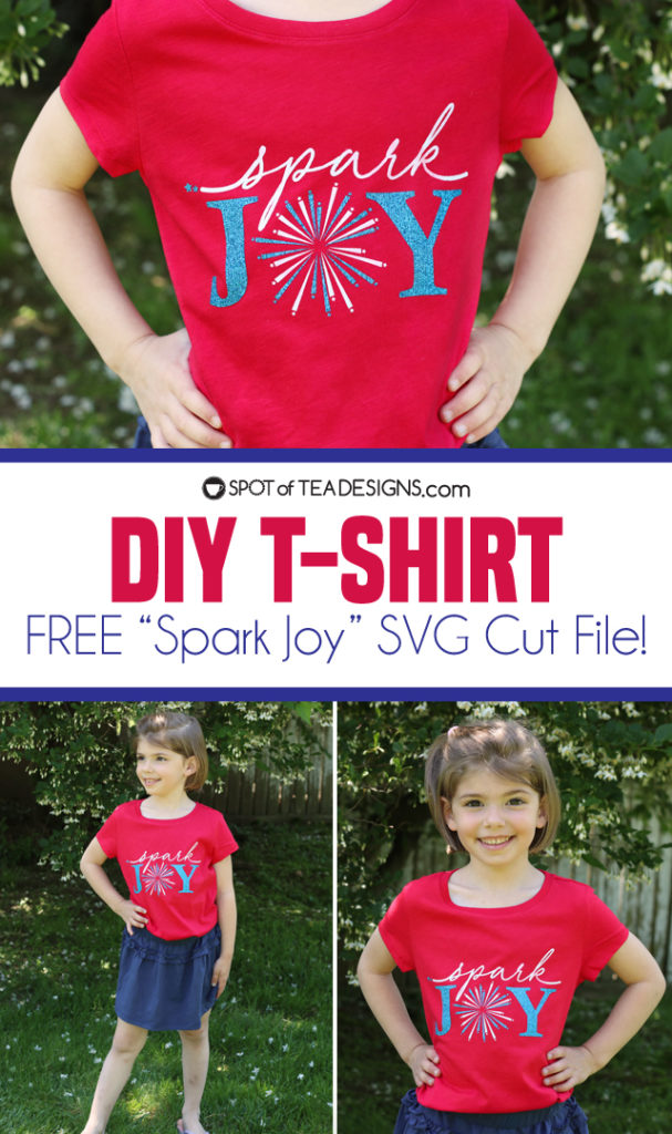 DIY T-shirt - free "spark joy" SVG cut file for the perfect Memorial Day or Fourth of July t-shirt! | spotofteadesigns.com
