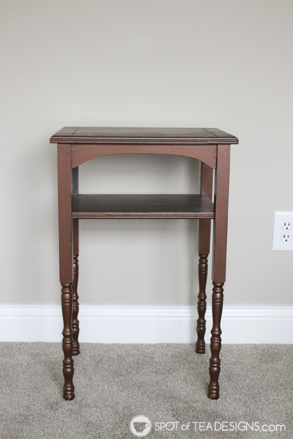 Guest room table makeover with chalky finish paint | spotofteadesigns.com