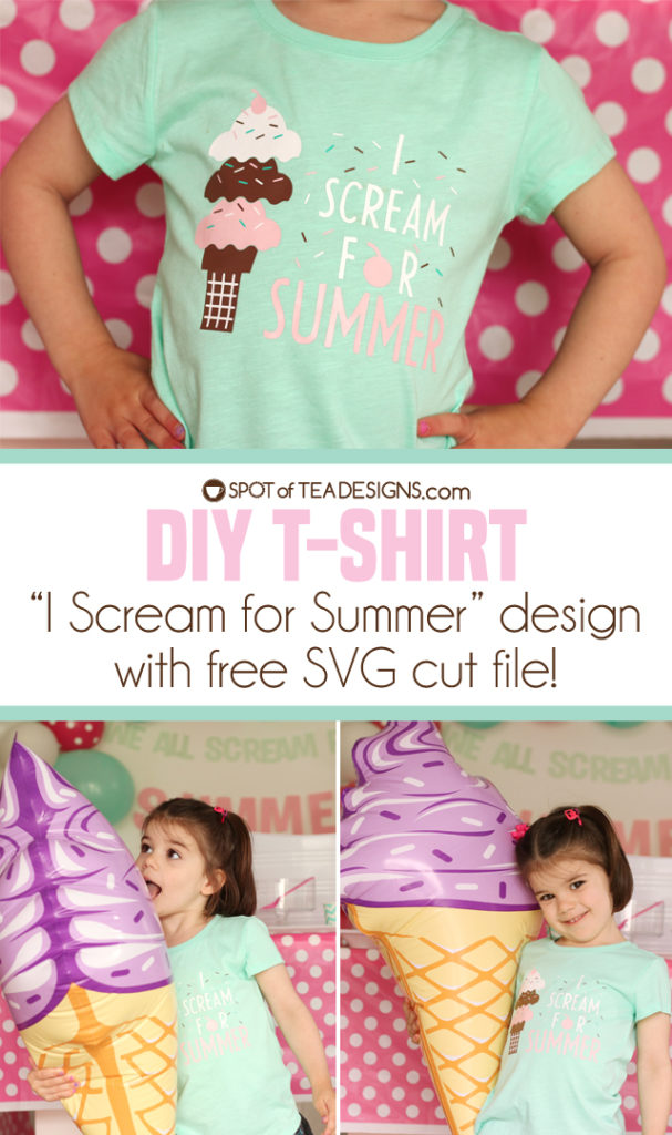 "I scream for summer" ice cream themed DIY tshirt with a free SVG cut file to download | spotofteadesigns.com