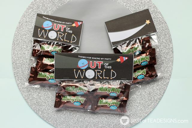 Outer Space Party Favor Ideas including printable bag toppers | spotofteadesigns.com