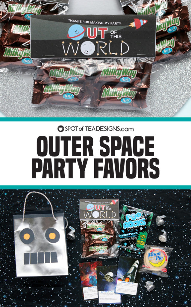 Outer Space Party Favor Ideas including printable bag toppers | spotofteadesigns.com