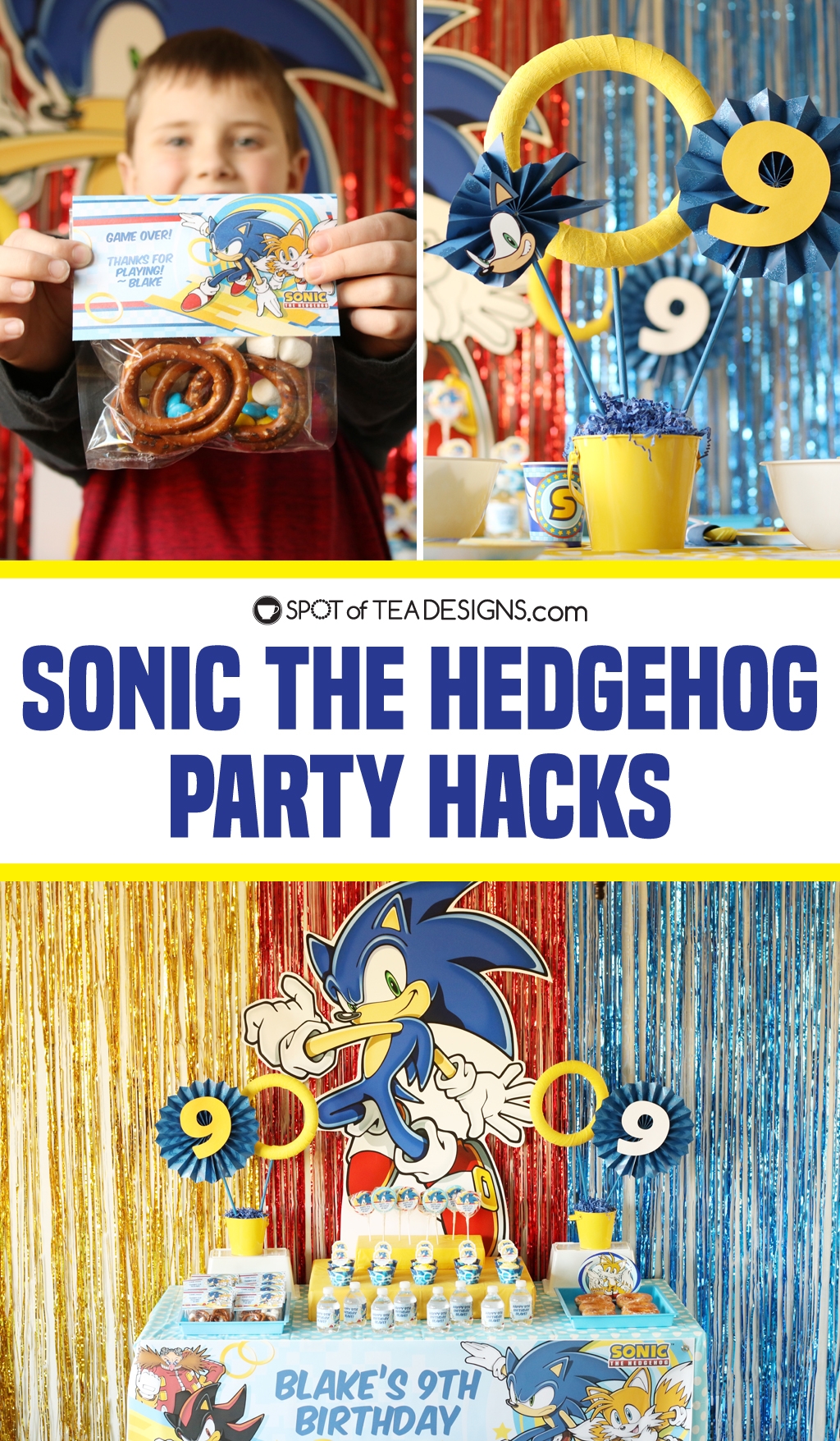 Sonic The Hedgehog Party Hacks - Spot Of Tea Designs