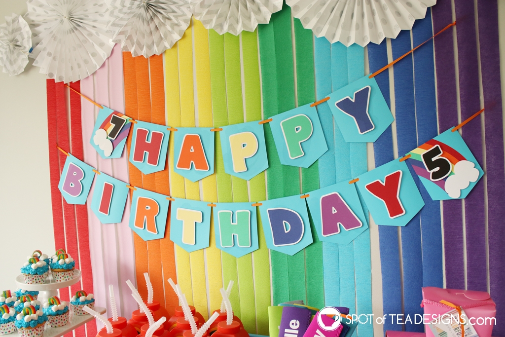 Download Rainbow Happy Birthday Banner Spot Of Tea Designs