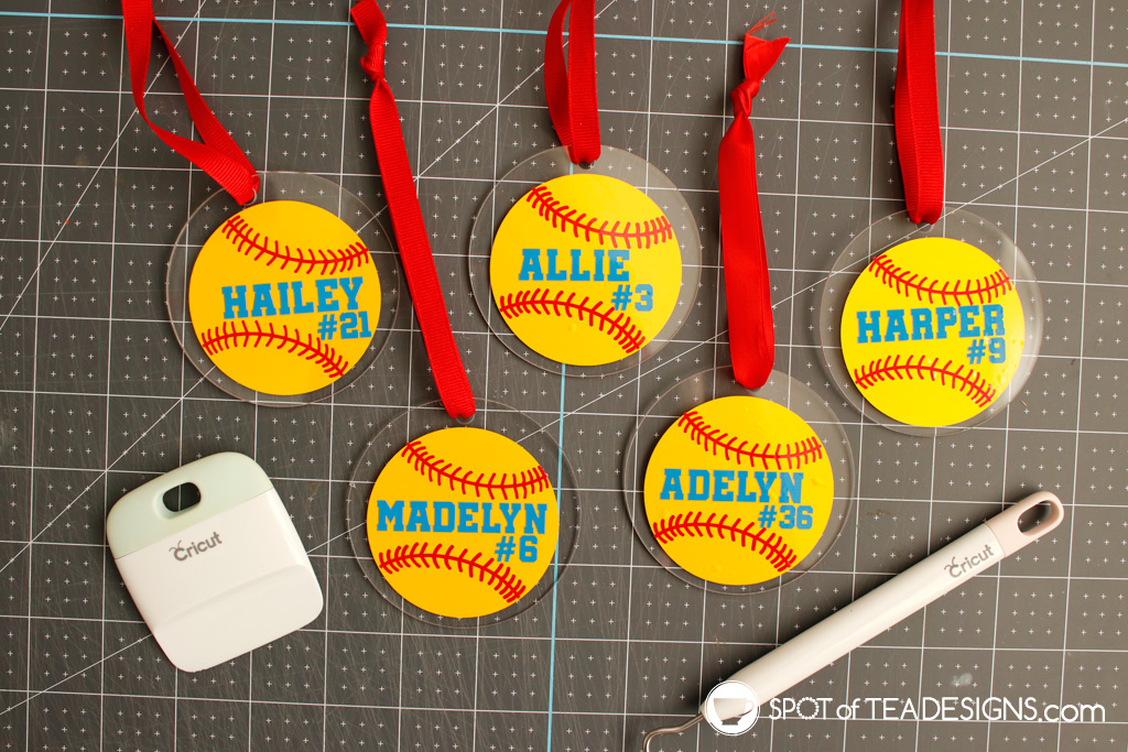 DIY Acrylic Softball Ornament Spot of Tea Designs